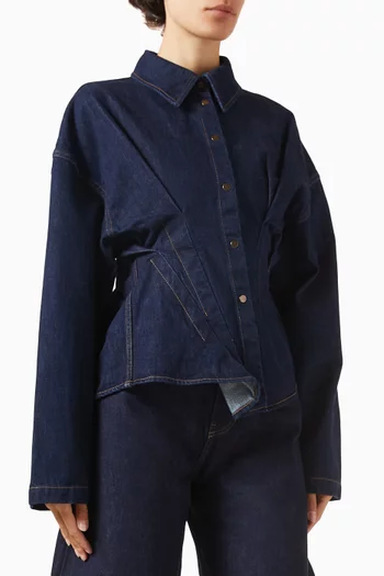 قميص بتفاصيل ملفوفة دينم