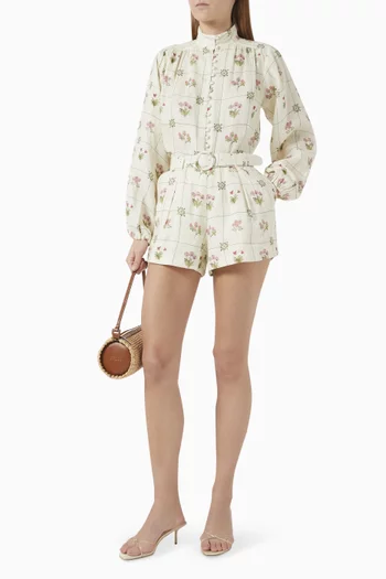 Fino Printed Shorts in Linen