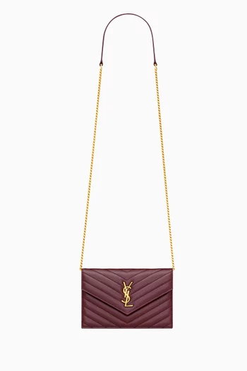 Cassandre Matelassé Envelope Chain Wallet in Quilted Leather