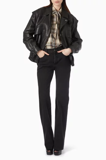 Bubbled Bomber Jacket in Leather
