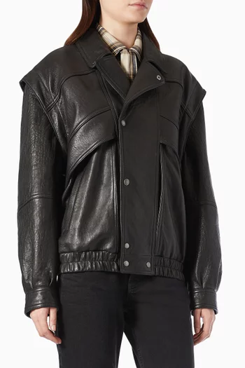 Bubbled Bomber Jacket in Leather