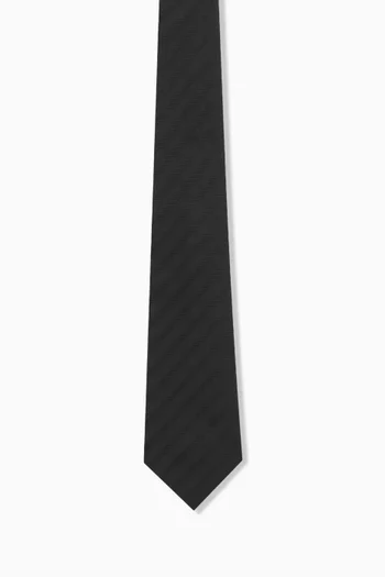 Striped Wide Tie in Silk-jacquard