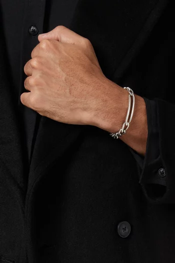 Graduated Chain Bracelet in Silver-tone Metal