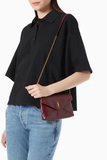 Cassandre Chain Pouch Bag in Shiny Leather