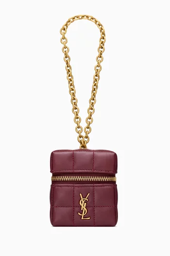 Cassandre Matelassé Carré Mini Cube on Chain in Shiny Leather