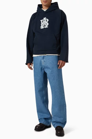Monogram Cut Off Hoodie in Cotton