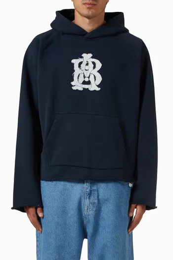 Monogram Cut Off Hoodie in Cotton