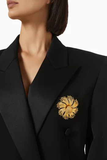 Rediscovered 1980s Vintage Starburst Brooch in 22kt Gold-plated Metal