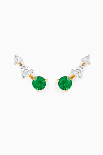 Elizabeth Diamond & Emerald Studs in 18kt Gold