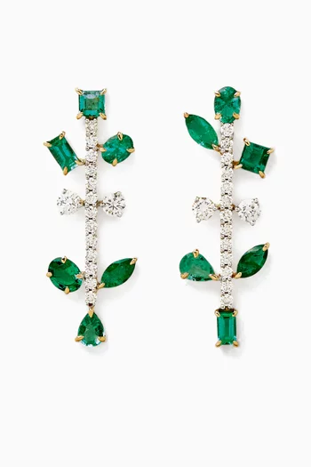 Reina Emerald & Diamond Drop Earrings in 18kt Gold