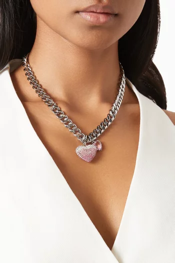 The Heart Balloon Pave Necklace in Brass