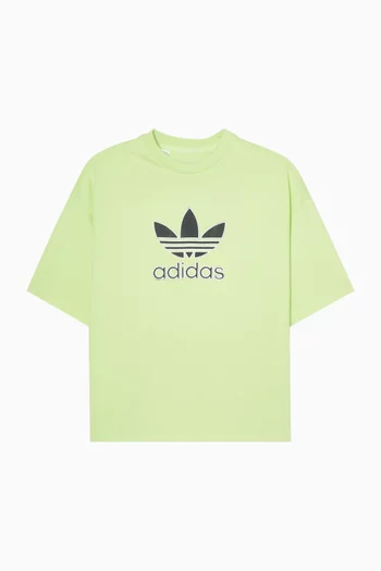 تي شيرت بقصة فضفاضة وشعار الماركة قطن