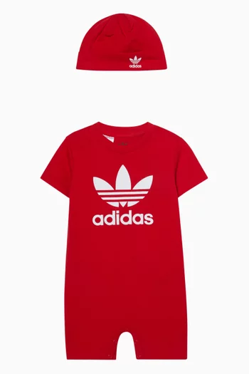 Logo Romper & Beanie Gift Set