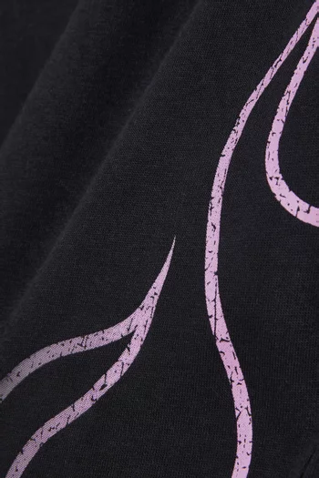 تي شيرت بطبعة لهب قطن جيرسيه