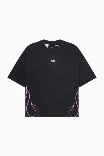 تي شيرت بطبعة لهب قطن جيرسيه