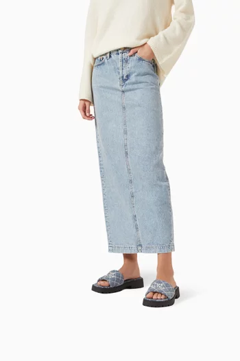 The Lug Sole Slides in Quilted Denim