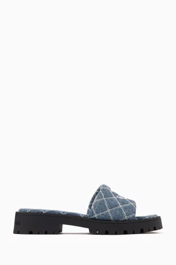 The Lug Sole Slides in Quilted Denim