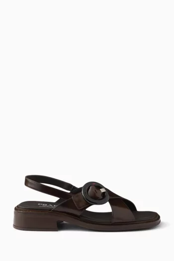 Criss-cross Sandals in Brushed Leather