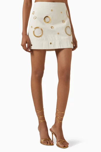 Stella Eyelet Mini Skirt in Denim