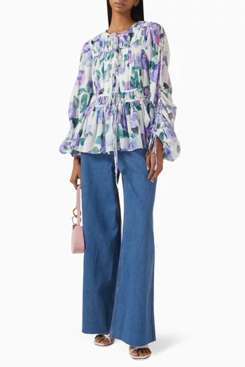 Clover Tie-up Blouse in Cotton