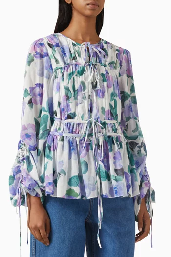 Clover Tie-up Blouse in Cotton