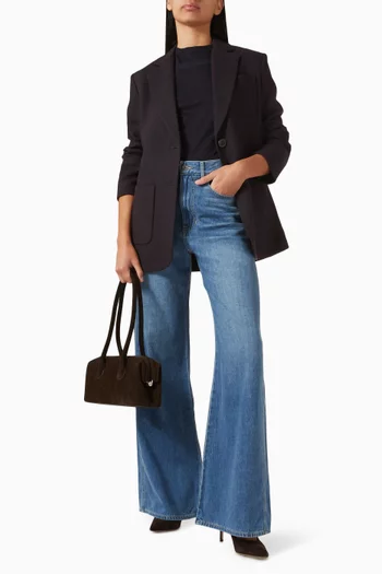 بنطال جينز تايلور بخصر مرتفع وقصة ساقين واسعتين