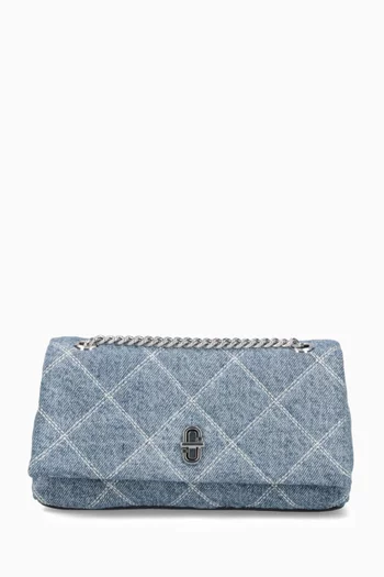 The Dual Chain Wallet Bag in Quilted Denim