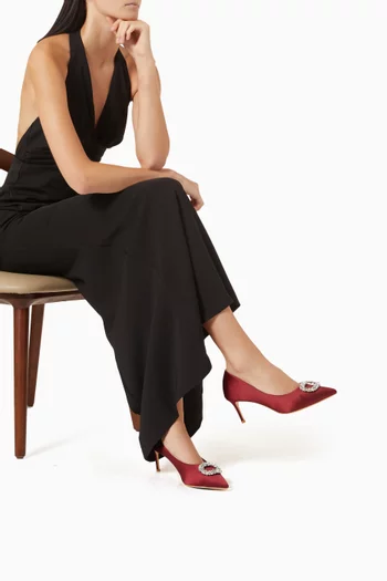 Novi 70 Crystal-brooch Pumps in Satin