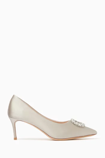 Novi 70 Crystal-brooch Pumps in Satin
