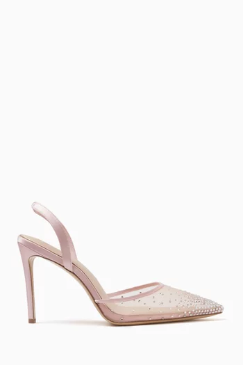 RADA SLINGBACK PUMPS CLOSED TOE WITH MESH AND DEGRADE CLEAR CRYSTALS AND 100MM HEEL:Light/Pastel Pink:36|218532558
