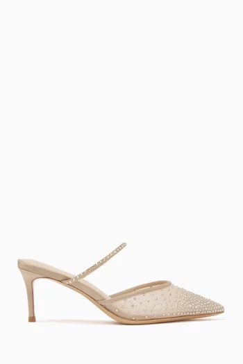 SASHA MULE IN MESH AND SATIN WITH DEGRADE CLEAR CRYSTALS AND CRYSTAL STRAP WITH 70MM HEEL:Gold    :37|218532544