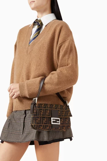 90s Baguette Shoulder Bag in Zucca Monogram Canvas & Leather