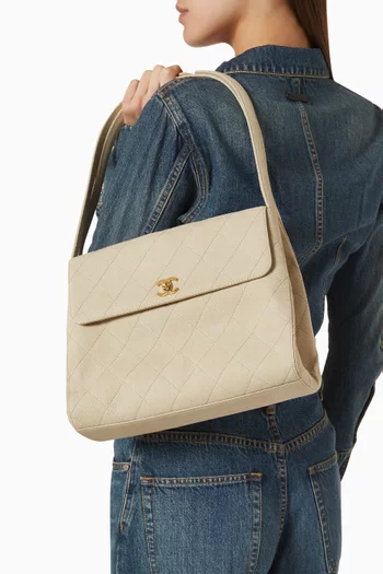 1990s Quilted Shoulder Bag in Canvas