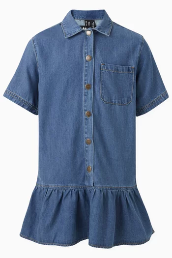 Ruffle Celise Dress in Denim