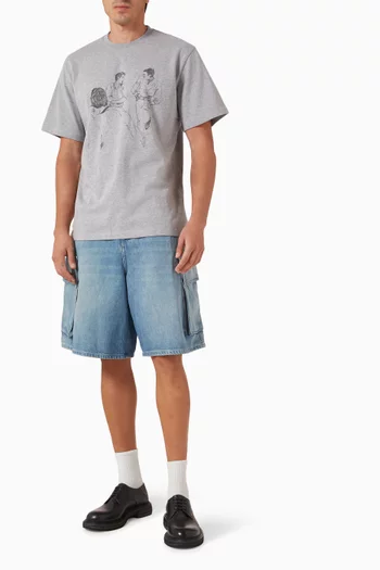 Cafe Scene Printed T-shirt in Cotton