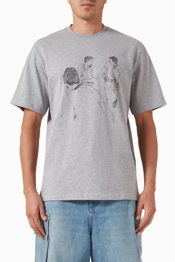 Cafe Scene Printed T-shirt in Cotton