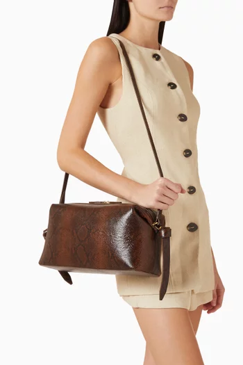 محفظة بريوش جلد بقر بنقشة جلد الأفعى