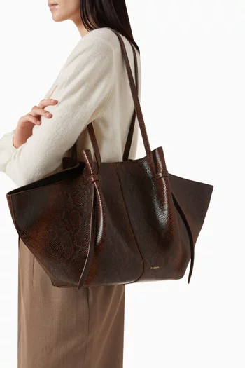 حقيبة يد موتشي كبيرة البقر جلد بنقشة جلد أفعى