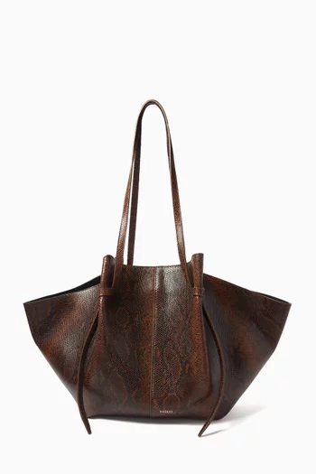 حقيبة يد موتشي كبيرة البقر جلد بنقشة جلد أفعى