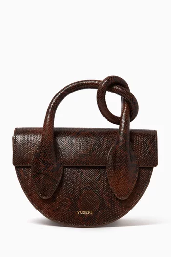 حقيبة كروس بريتزل جلد بقر بنقشة جلد الأفعى