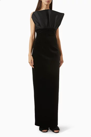 Shell Low-back Gown in Velvet & Taffeta