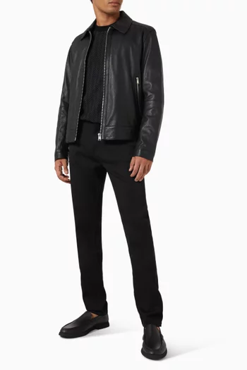 Herringbone-structured Sweater in Virgin Wool & Cotton