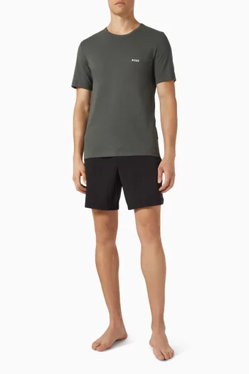 طقم تي شيرت قطن جيرسيه بفتحة رقبة مستديرة، 3 قطع