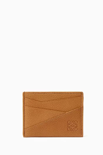 Puzzle Edge Card Holder in Pebbled Calfskin