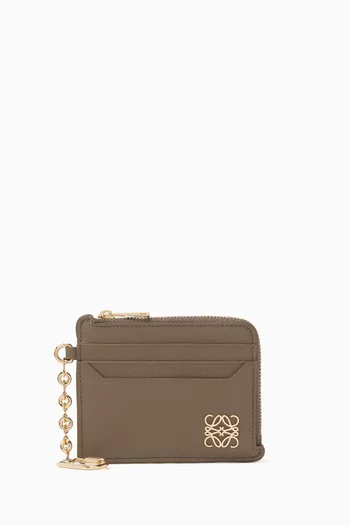 Anagram Square Coin Card Holder in Calfskin
