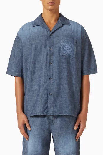 Anagram Pocket Shirt in Washed Chambray
