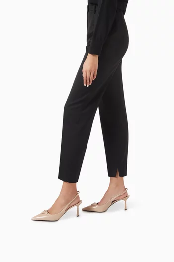 Triangle Logo 75 Slingback Pumps in Brushed Leather