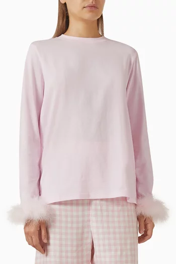 Feather-cuff T-shirt in Cotton-jersey
