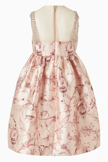 فستان بنقشة ومرصع بكريستالات ميكادو