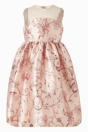 فستان بنقشة ومرصع بكريستالات ميكادو